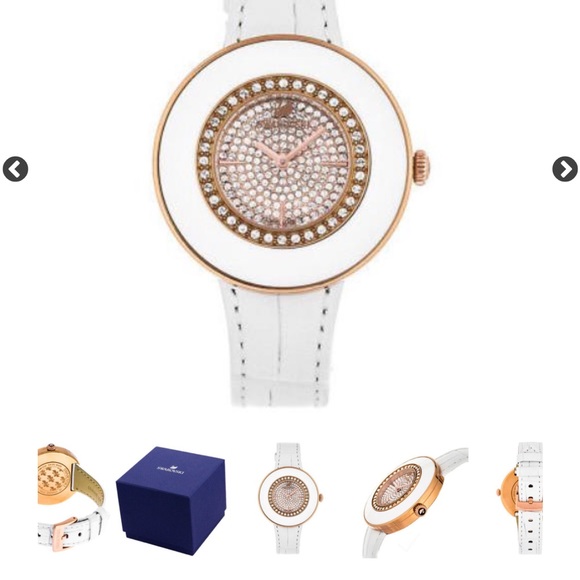 Swarofski Octea Dressy WhIte Rose Gold Steel White Leather Women’s Watch